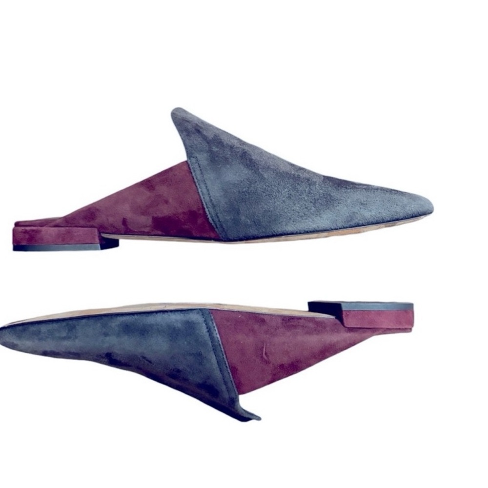 Vince Suede Mules in Gray and Burgundy